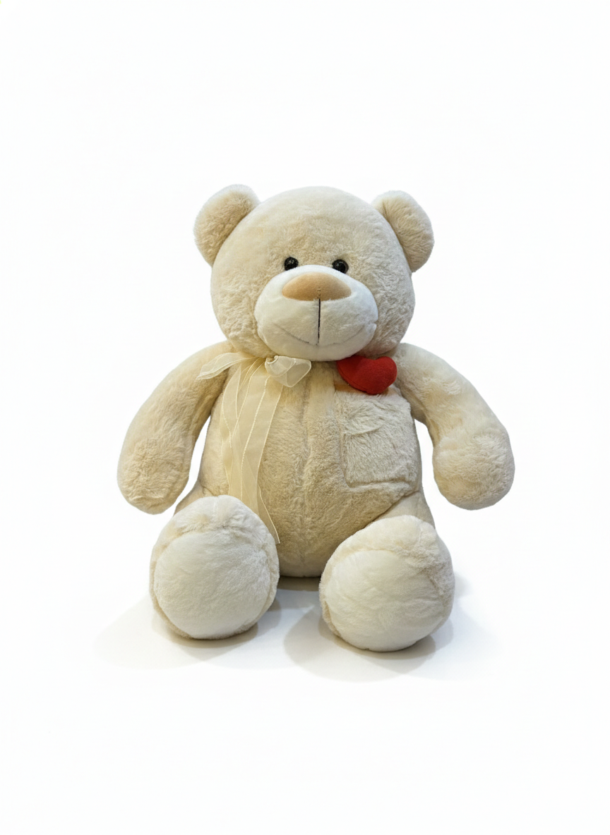 Heart Bogo Bear Soft Toy – 55 CM Mink Fabric Plush Teddy With Pocket