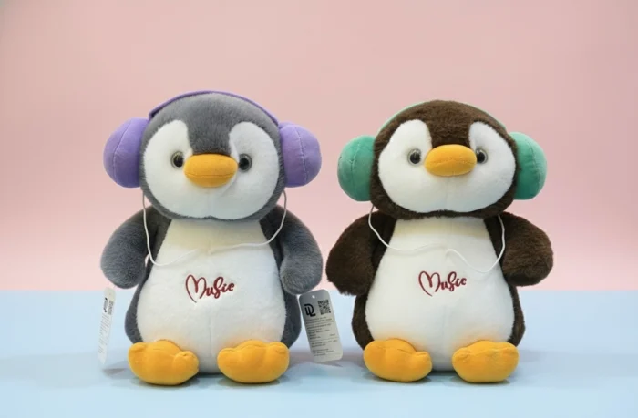 Headphone Penguin Soft Toy – 45 CM / 30 CM (Brown & Gray)