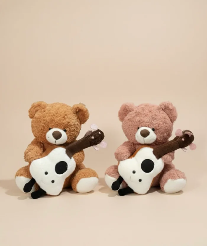 Guitar Lover Teddy Bear – 45 CM ( Peach & Orange )