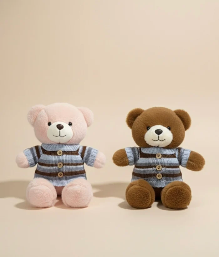 Line Sweater Teddy Bear – 40 CM ( PINK BROWN )